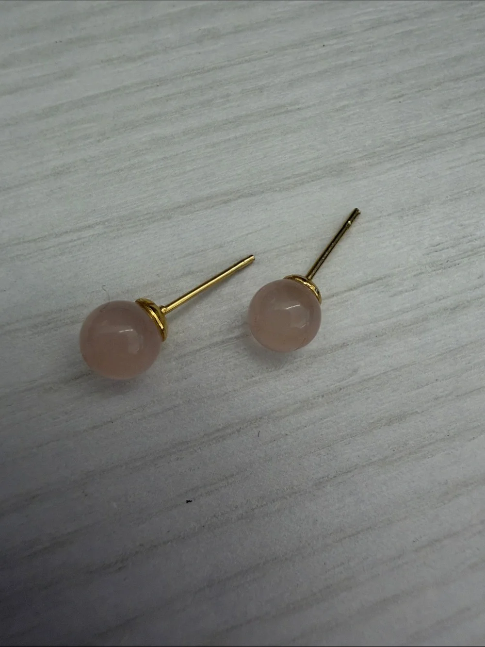 Gold-Trim Pink Stone Stud Earrings - Women Jewelry